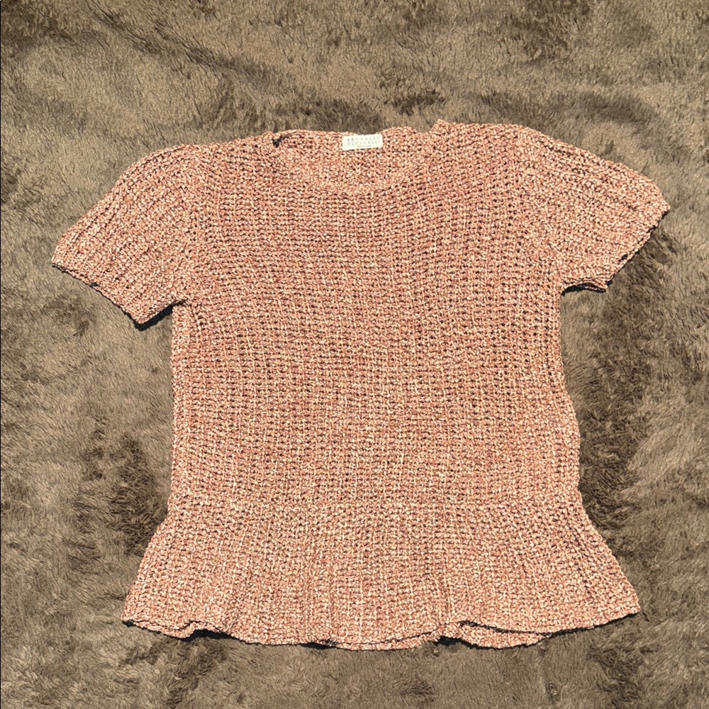 Brunello Cucinelli Brown Textured Knit Sweater